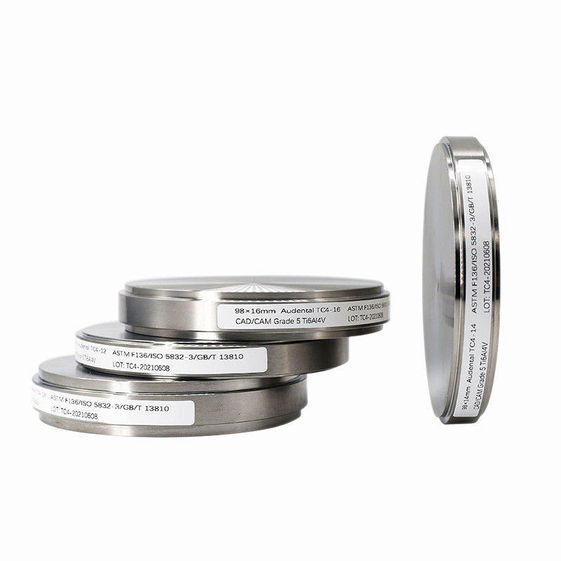 98 mm Gr5 Gr2 Ti Blank Implant Materiały CAD CAM Stomatologiczne frezowanie Dental Titanium Disc