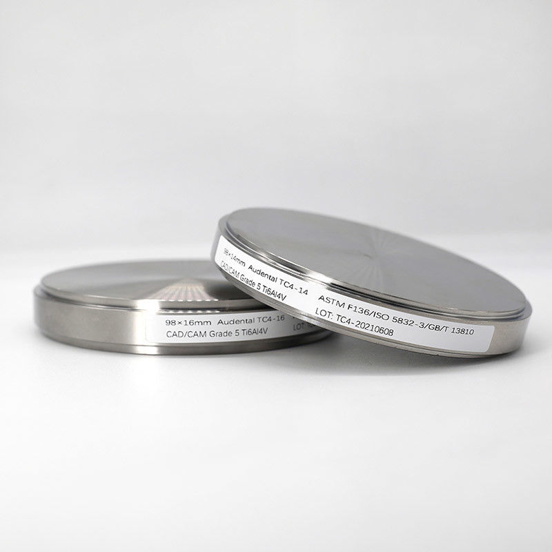 98 mm Gr5 Dental Ti Blank CAD CAM Dental Milling Dental Titanium Disc dla koron