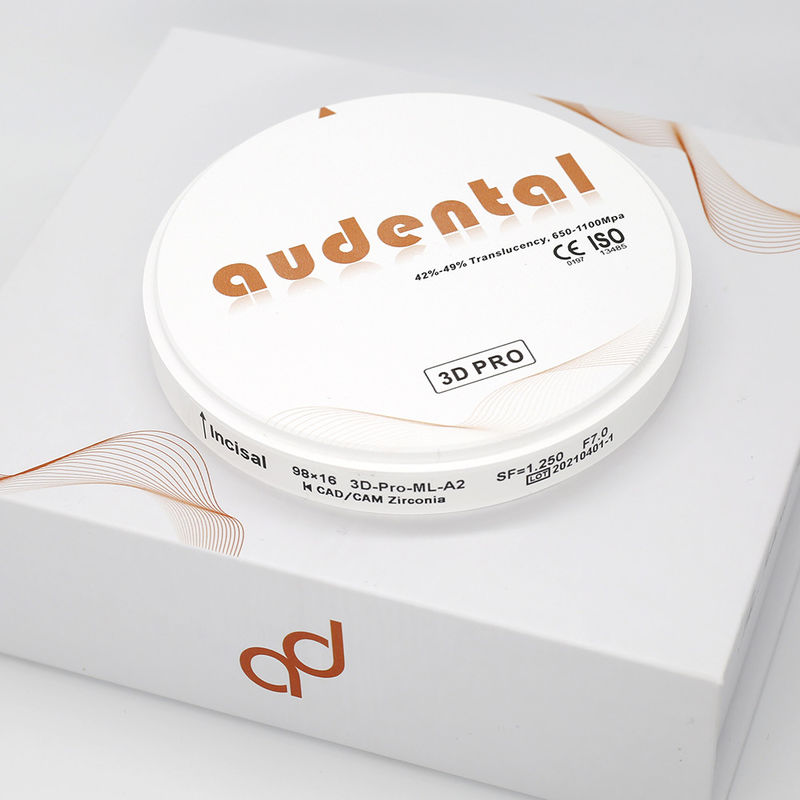 Audental Factory Price Dental Lab Zirkonia Block 98mm Dental Consumables 3D Pro Zirconium Disc