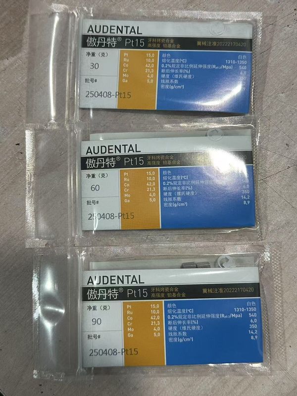 Audental PT15 Szlachetny stop Biały PT15% do porcelany dentystycznej Doświadcz lepszej wydajności