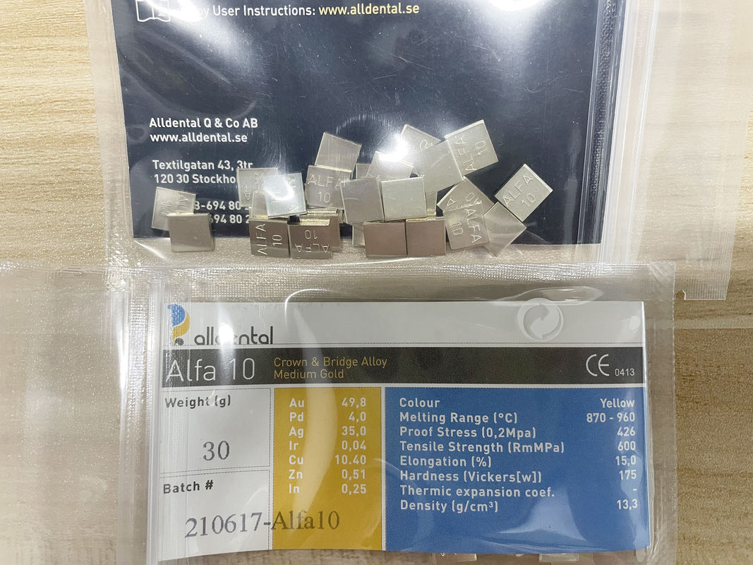 Audental A42 NOBLE ALLOY /Crown Bridge Alloy /Yellow/Au49.5% Profesjonal Grade Dental Alloy dla zastosowań korony i mostka