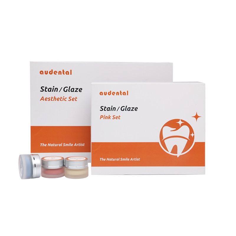 Sprzęt do laboratorium dentystycznego zawierający zestaw bejc i past do glazury zapewniający płynną obsługę, kontrolowaną aplikację i reprodukcję odcieni