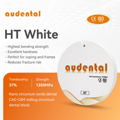 Wysokiej wytrzymałości Dental Zirconia Block Audental HT White 1350MPa dla pełnych protez