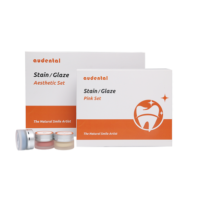 Sprzęt do laboratorium dentystycznego zawierający zestaw bejc i past do glazury zapewniający płynną obsługę, kontrolowaną aplikację i reprodukcję odcieni